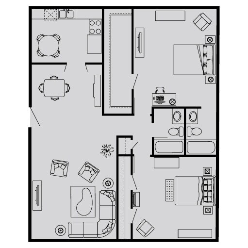 2 Beds • 2 Bath 189 floor plan